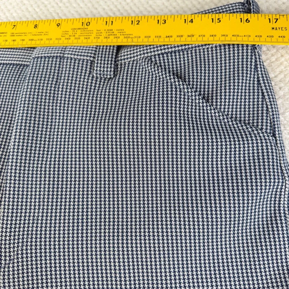 Vintage New Kmart 70s Blue Houndstooth Knit Trousers Pants 34x29 Flare Disco